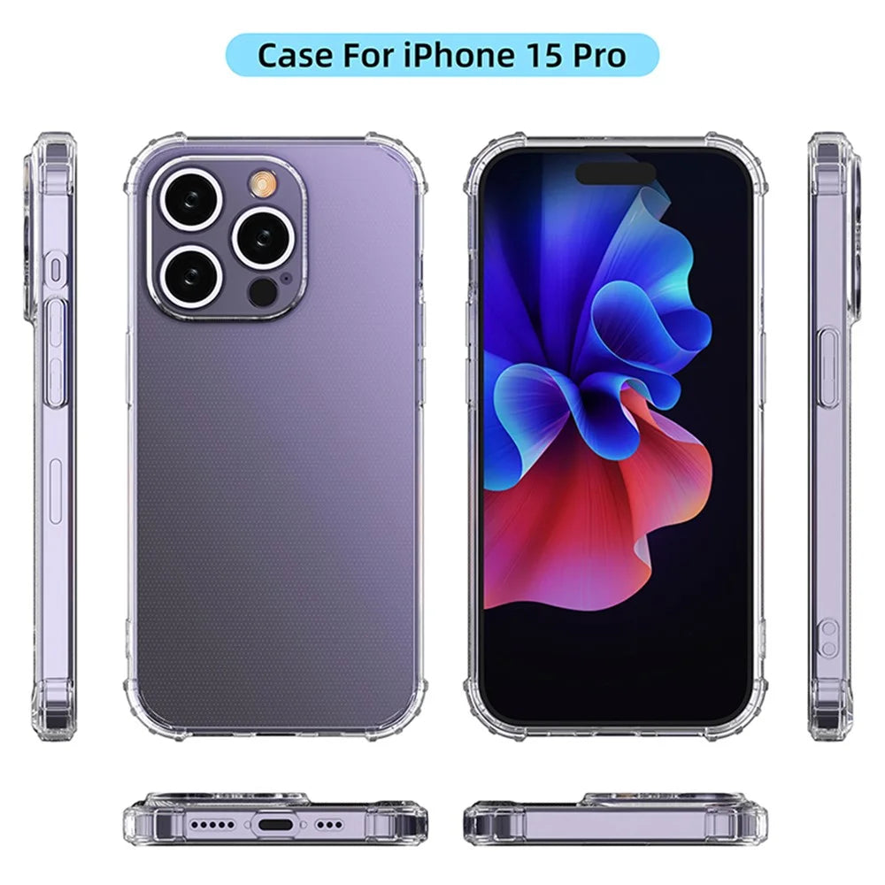 For iPhone 15 Pro Phone Case Anti-Scratch TPU Shell Super Clear Four Corner Drop Protection Phone Cover - 7
