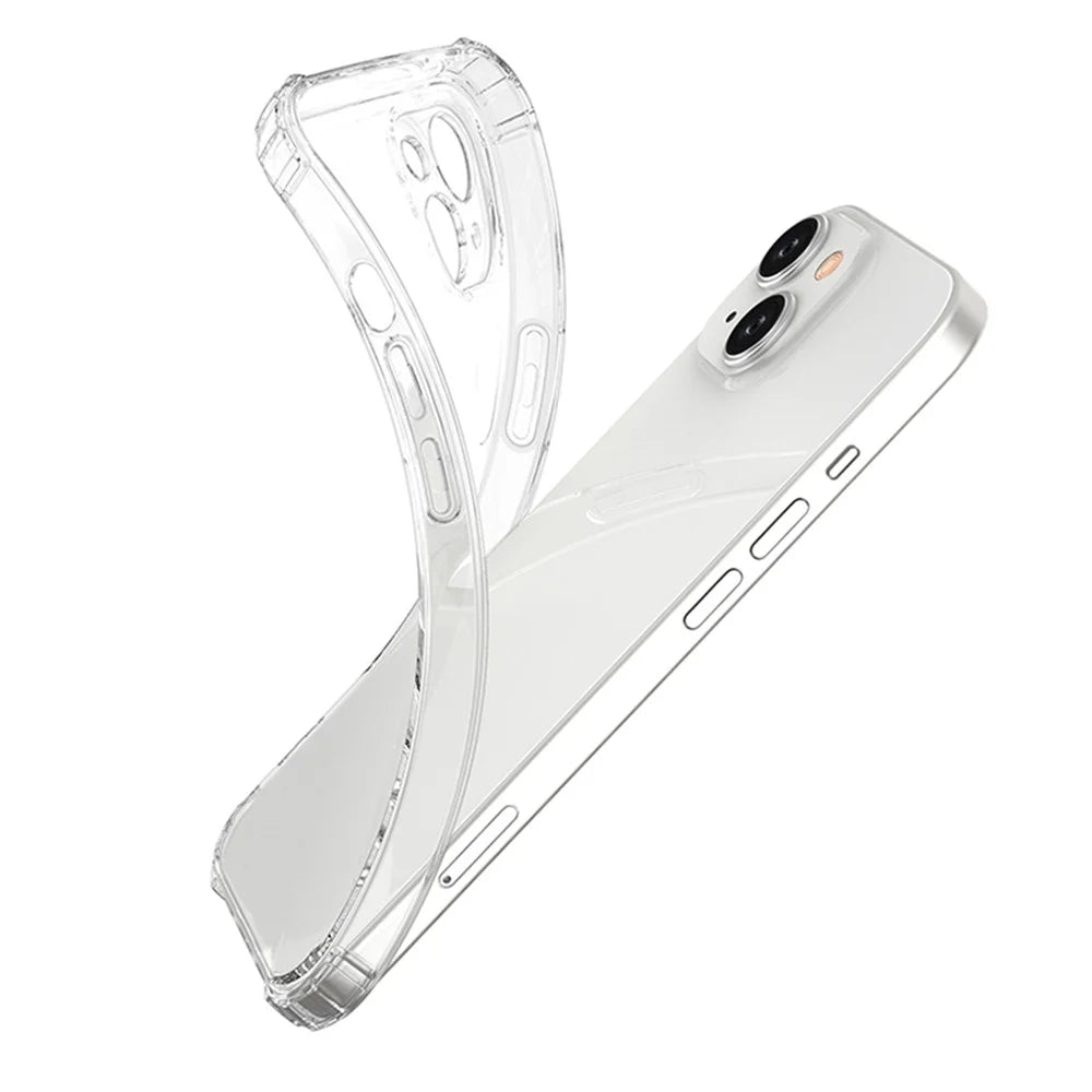 Anti-Scratch Phone Case for iPhone 15 , HD Transparent TPU Shell Four Corner Shockproof Phone Cover - 3