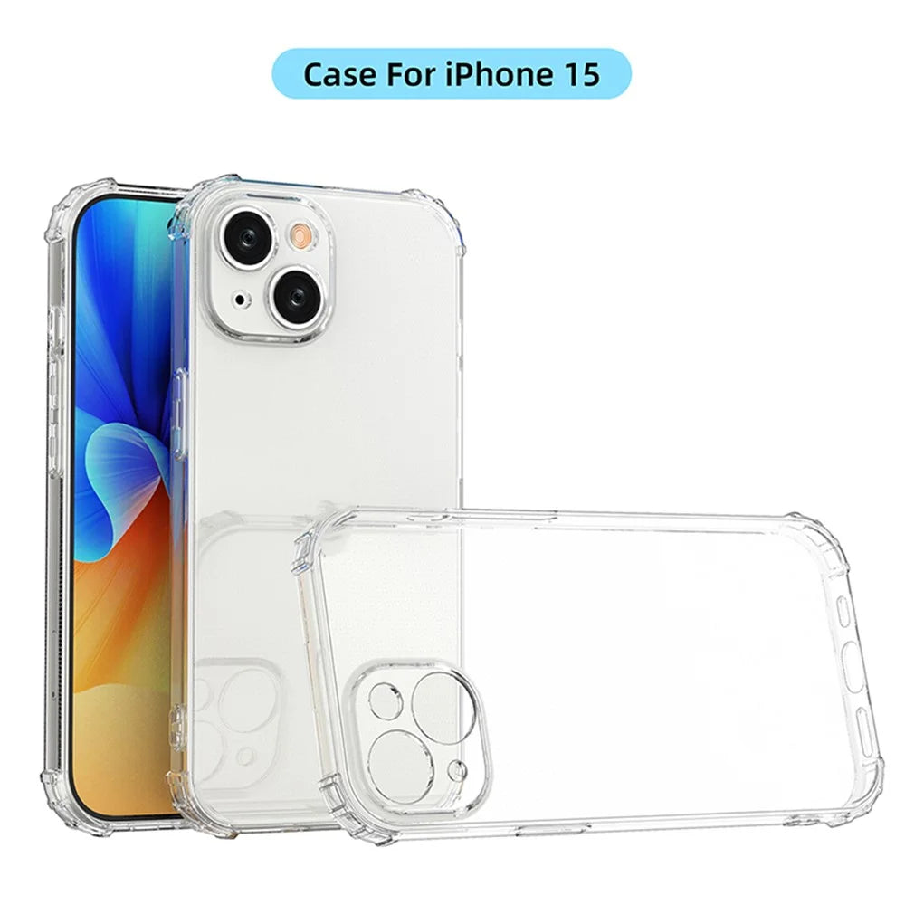 Anti-Scratch Phone Case for iPhone 15 , HD Transparent TPU Shell Four Corner Shockproof Phone Cover - 6