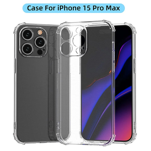 For iPhone 15 Pro Max HD Clear Phone Case Four Corner Drop Protection TPU Cell Phone Shell Cover - 1