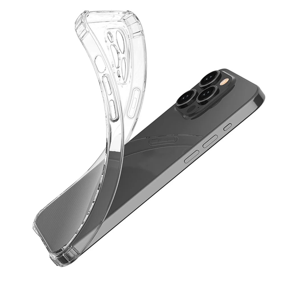 For iPhone 15 Pro Max HD Clear Phone Case Four Corner Drop Protection TPU Cell Phone Shell Cover - 3