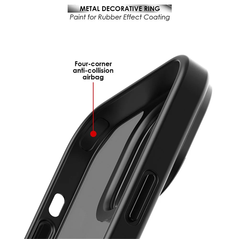 For iPhone 15 Pro Magnetic Case Compatible with MagSafe Translucent TPU+PC Matte Phone Cover - Black - 2