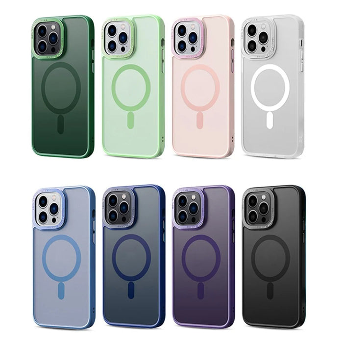 For iPhone 15 Pro Max Translucent Matte Phone Case TPU+PC Magnetic Cover Compatible with MagSafe - Sapphire - 6