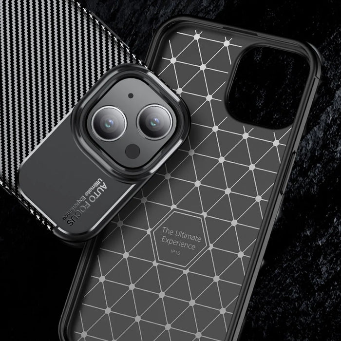 Carbon Fiber Texture TPU Case for iPhone 15 , Anti-scratch Protective Phone Cover - 3