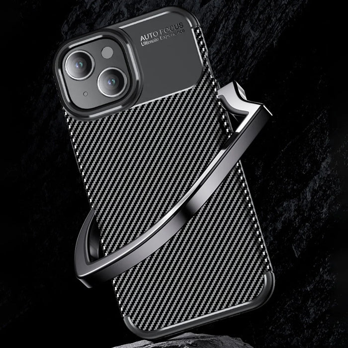 Carbon Fiber Texture TPU Case for iPhone 15 , Anti-scratch Protective Phone Cover - 5