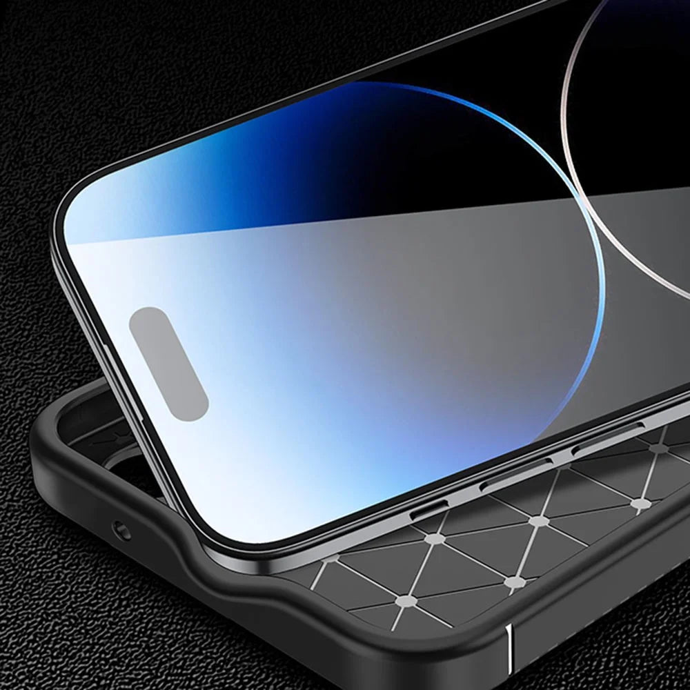 Carbon Fiber Texture Phone Cover for iPhone 15 Pro , Anti-drop Flexible TPU Phone Case - 4
