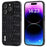 ABEEL For iPhone 15 Pro Impact-Resistant Phone Case Genuine Cow Leather+PC+TPU Textured Cover - Black - 1