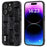 ABEEL For iPhone 15 Pro Mahjong Texture Phone Shell Genuine Cow Leather+PC+TPU Protective Cover - Black - 1