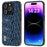 ABEEL For iPhone 15 Pro Max Back Phone Case Genuine Cow Leather+PC+TPU Slim Cover - Blue - 1