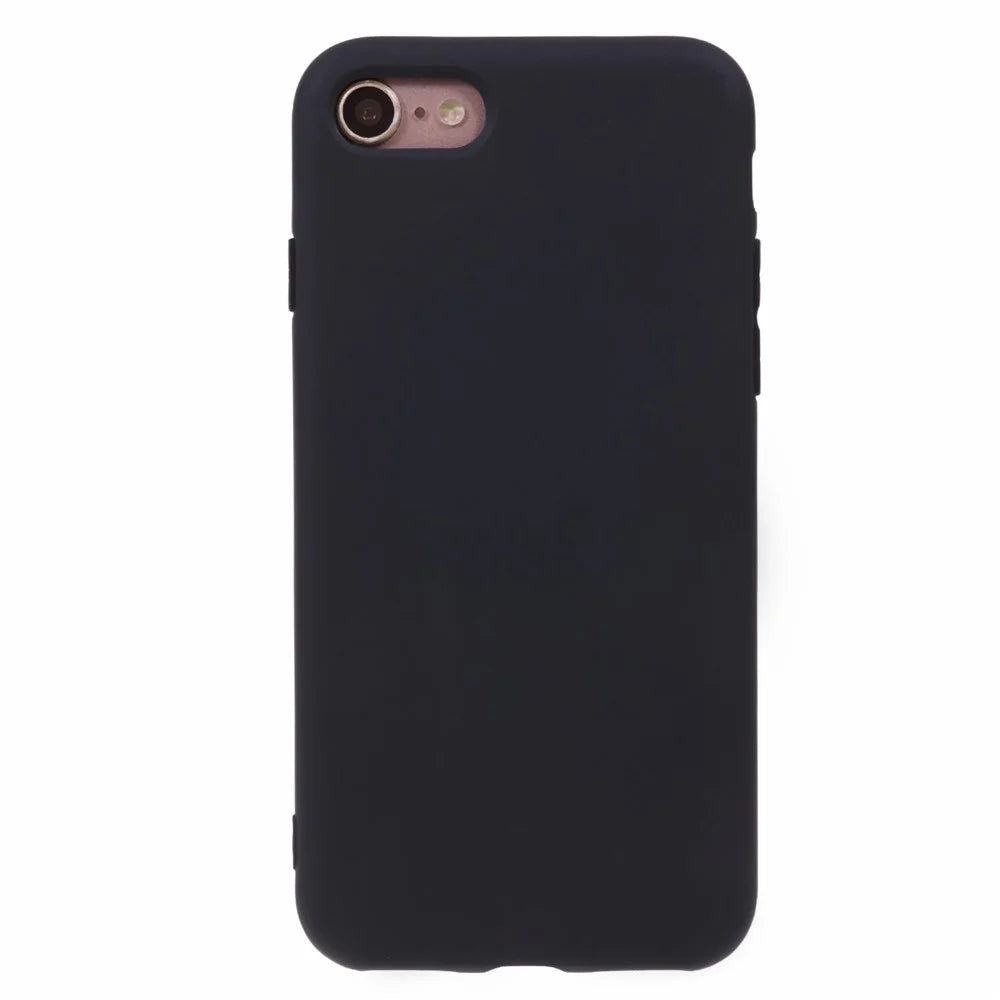 For iPhone 7 / 8 / SE (2020) / SE (2022) Candy Color Matte Phone Case Anti-scratch TPU Cover - Black - 1