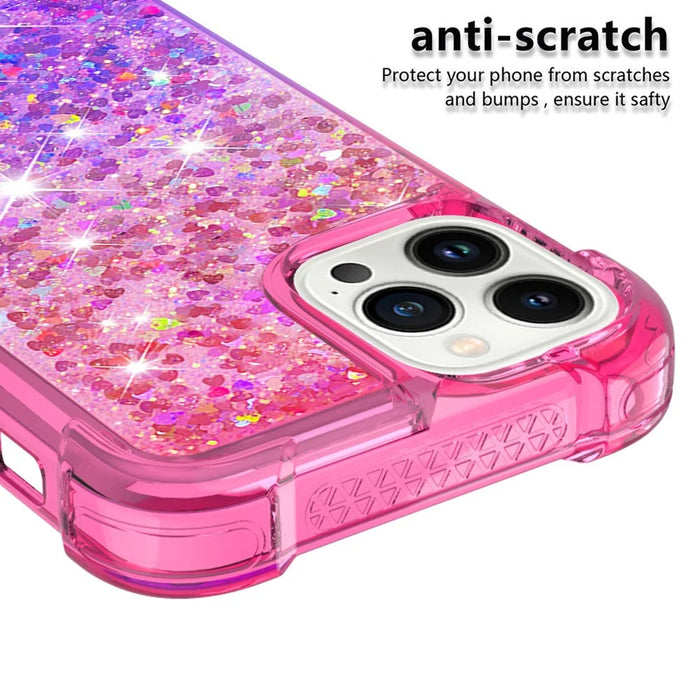 For iPhone 15 Pro Max TPU Case Gradient Quicksand Phone Back Cover - Pink+Purple - 4