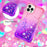 For iPhone 15 Pro Max TPU Case Gradient Quicksand Phone Back Cover - Pink+Purple - 5
