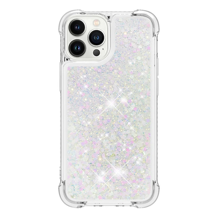For iPhone 15 Pro Max TPU Case Glitter Quicksand Shockproof Phone Back Cover - Laser / Hearts - 3