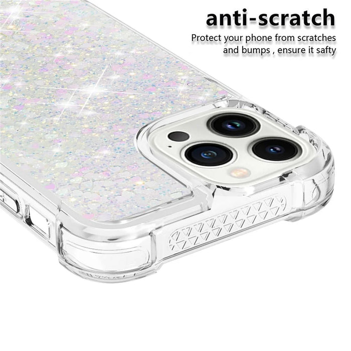 For iPhone 15 Pro Max TPU Case Glitter Quicksand Shockproof Phone Back Cover - Laser / Hearts - 4