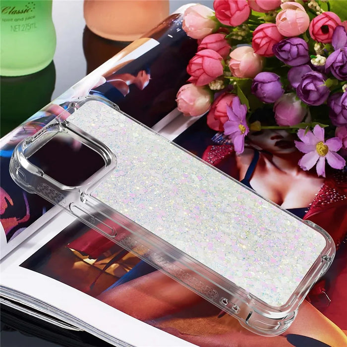 For iPhone 15 Pro Max TPU Case Glitter Quicksand Shockproof Phone Back Cover - Laser / Hearts - 7