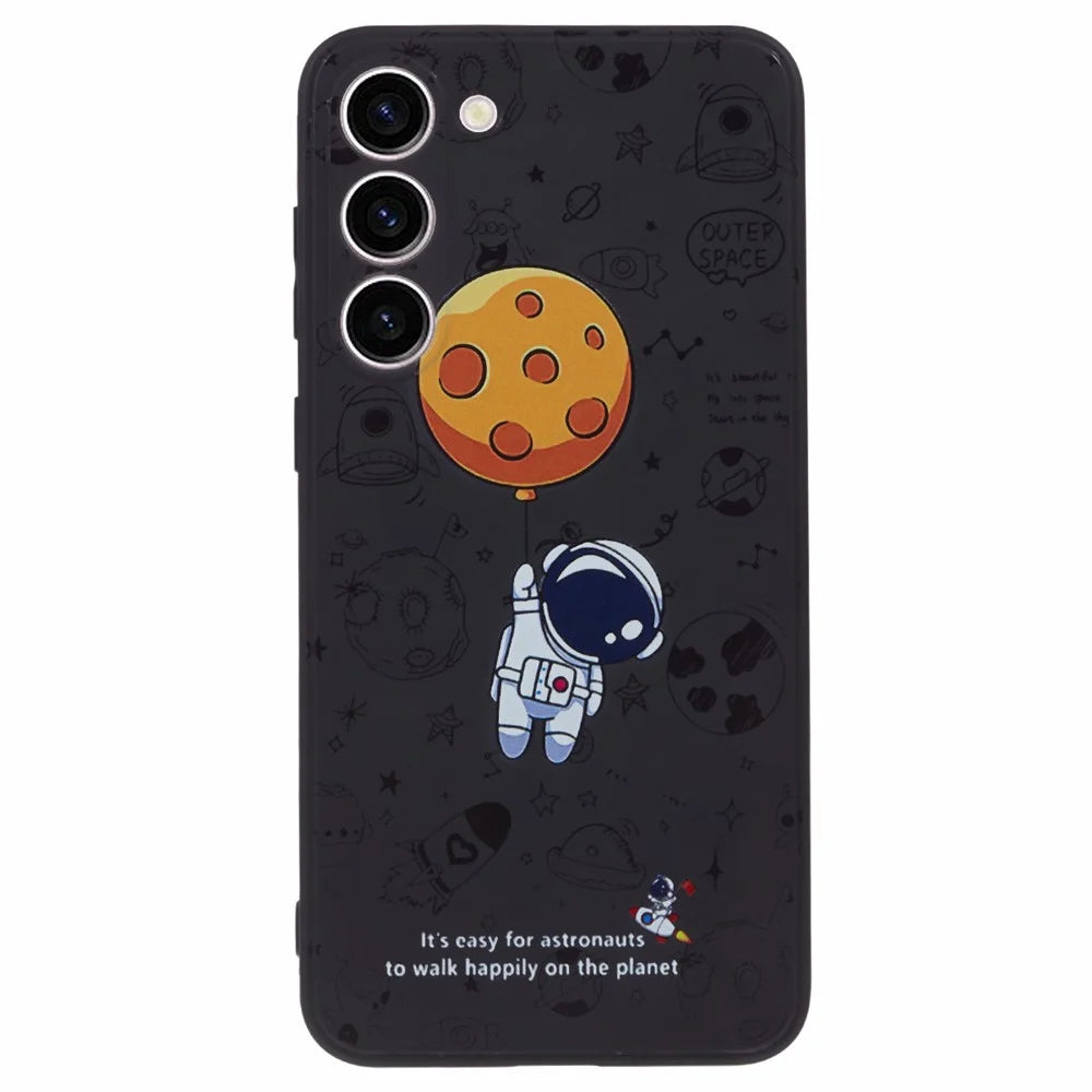 Soft TPU Case for Samsung Galaxy S23+ Cartoon Astronaut Pattern Precise Cutout Phone Cover - Style A - 1