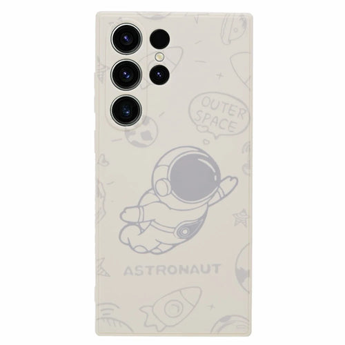 For Samsung Galaxy S23 Ultra Protective Phone Case Precise Cutout Space Astronaut Pattern TPU Cover - White - 1