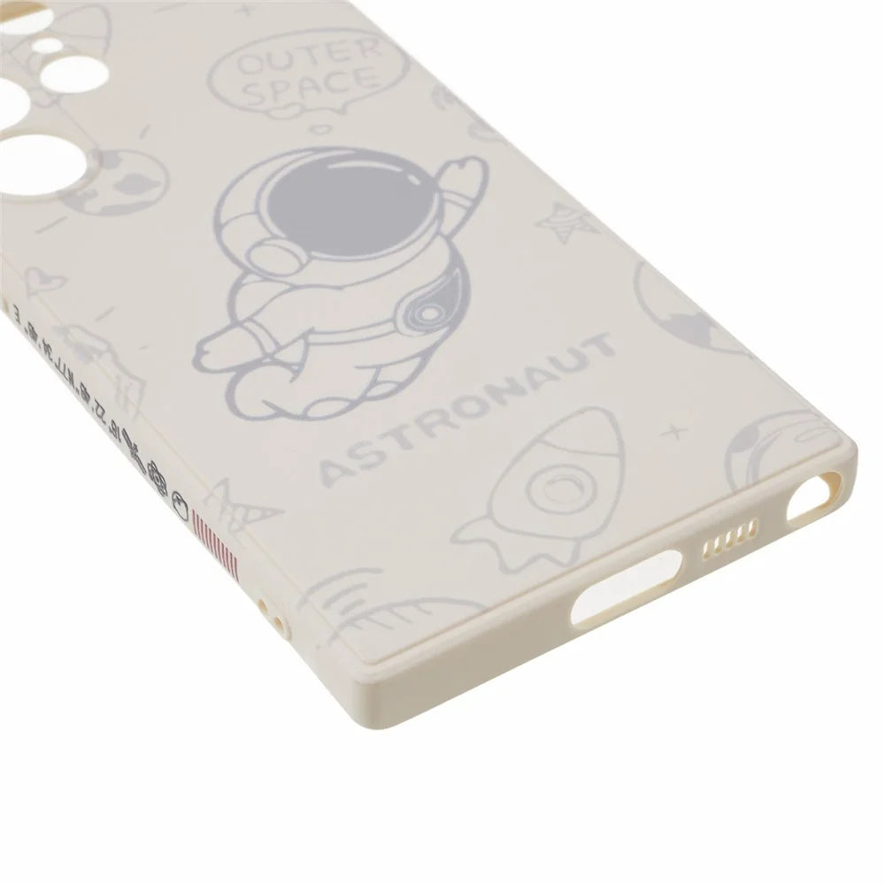 For Samsung Galaxy S23 Ultra Protective Phone Case Precise Cutout Space Astronaut Pattern TPU Cover - White - 6