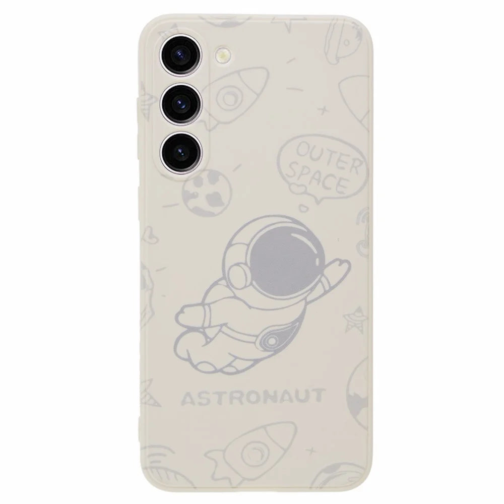 For Samsung Galaxy S23+ Soft TPU Phone Case Precise Cutout Space Astronaut Pattern Back Cover - White - 1