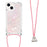 For iPhone 15 Plus TPU Case Quicksand Design Phone Cover with Lanyard - Pink / Pentagrams - 1