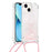 For iPhone 15 Plus TPU Case Quicksand Design Phone Cover with Lanyard - Pink / Pentagrams - 2