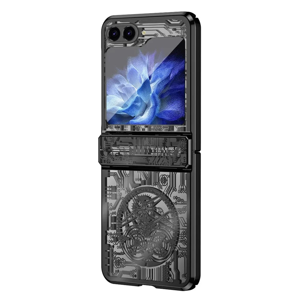 Mechanical Legend Series Hard PC Case for Samsung Galaxy Z Flip5 5G Protective Phone Case Electroplating Cover - Black - 1