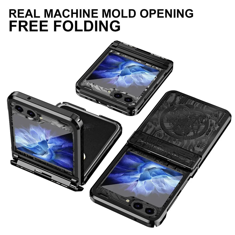 Mechanical Legend Series Hard PC Case for Samsung Galaxy Z Flip5 5G Protective Phone Case Electroplating Cover - Black - 2