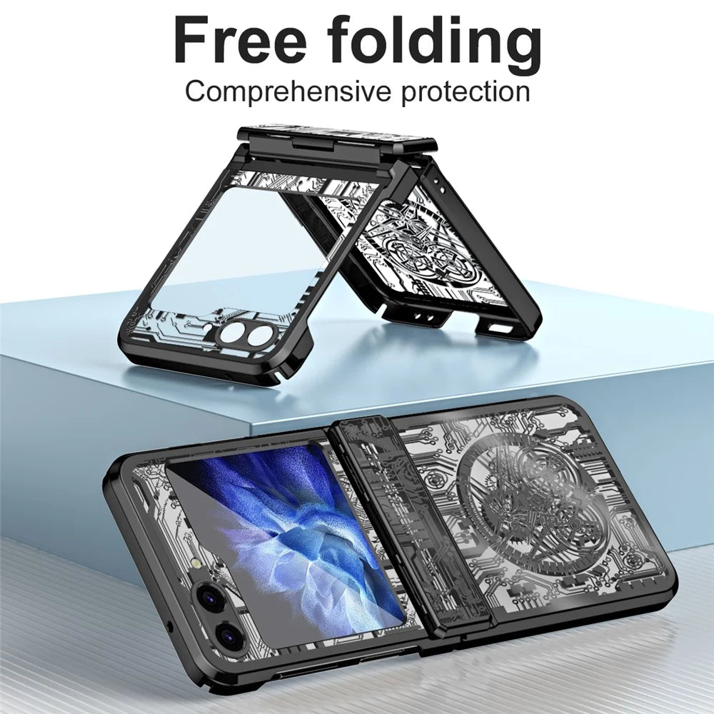 Mechanical Legend Series Hard PC Case for Samsung Galaxy Z Flip5 5G Protective Phone Case Electroplating Cover - Black - 3