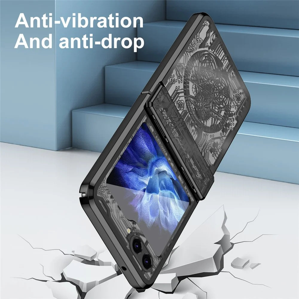 Mechanical Legend Series Hard PC Case for Samsung Galaxy Z Flip5 5G Protective Phone Case Electroplating Cover - Black - 4
