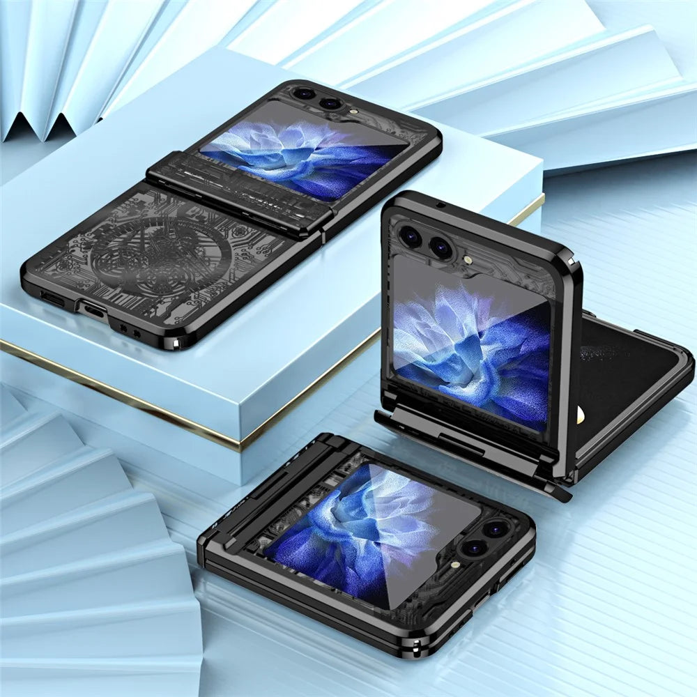Mechanical Legend Series Hard PC Case for Samsung Galaxy Z Flip5 5G Protective Phone Case Electroplating Cover - Black - 7