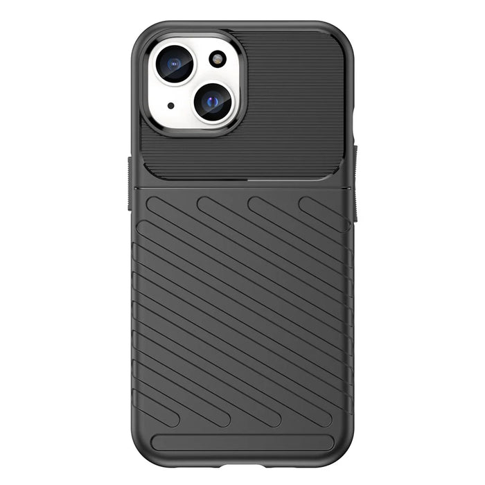 Thunder Series TPU Phone Case for iPhone 15 , Thicken Twill Texture Anti-drop Cover - Black - 2