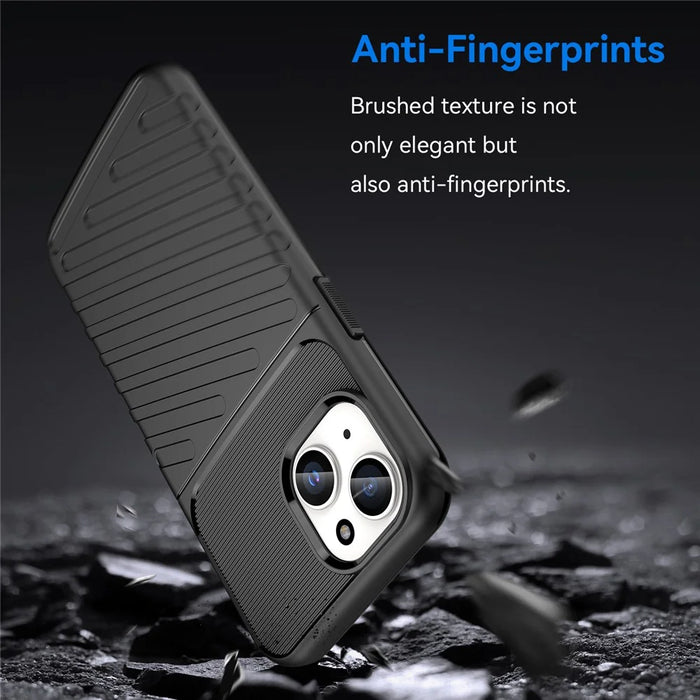 Thunder Series TPU Phone Case for iPhone 15 , Thicken Twill Texture Anti-drop Cover - Black - 3