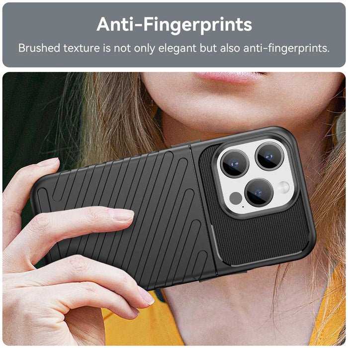 Thunder Series For iPhone 15 Pro Max Twill Texture Anti-scratch Cover Thicken TPU Phone Case - Black - 5
