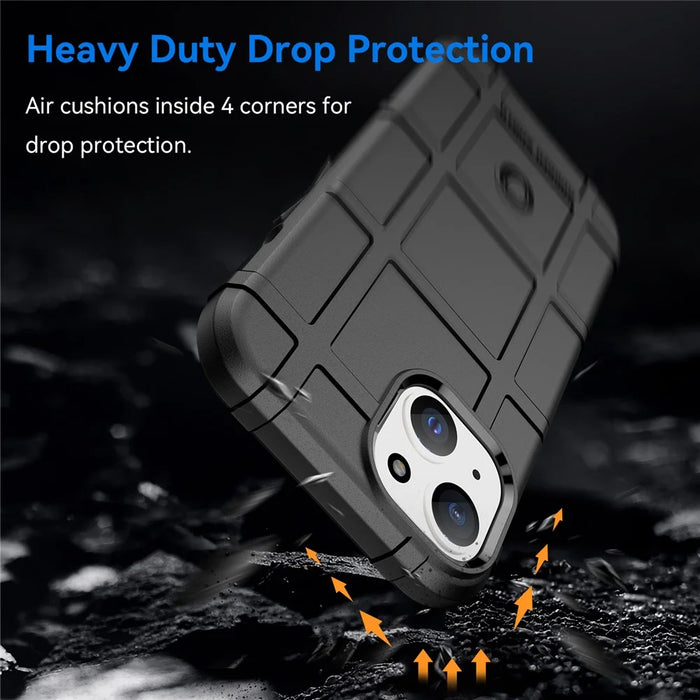 For iPhone 15 Soft TPU Phone Case Square Grid Texture Shockproof Phone Cover - Black - 3