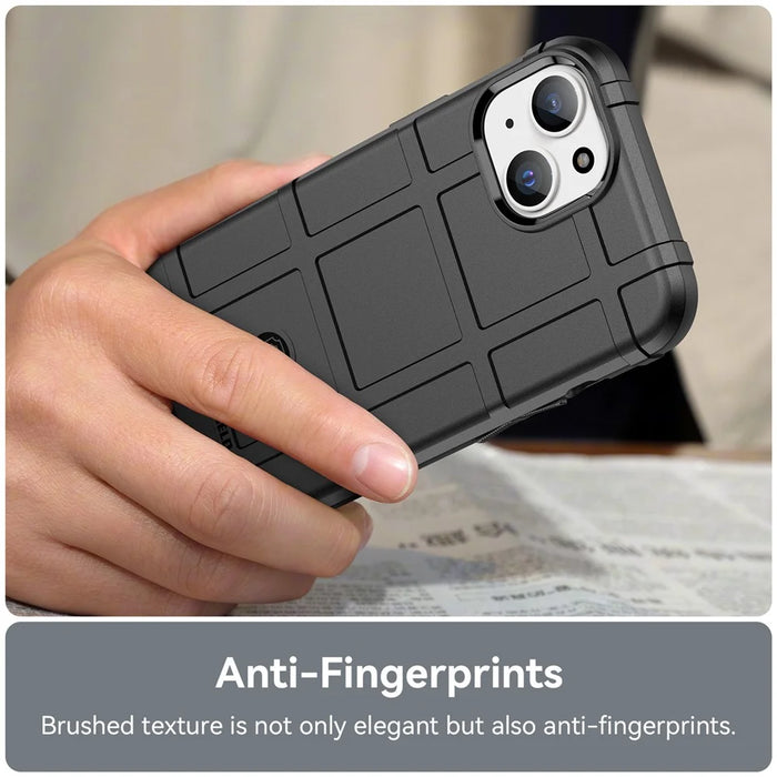 For iPhone 15 Soft TPU Phone Case Square Grid Texture Shockproof Phone Cover - Black - 5