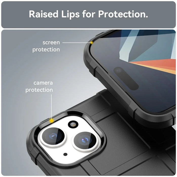 For iPhone 15 Soft TPU Phone Case Square Grid Texture Shockproof Phone Cover - Black - 6