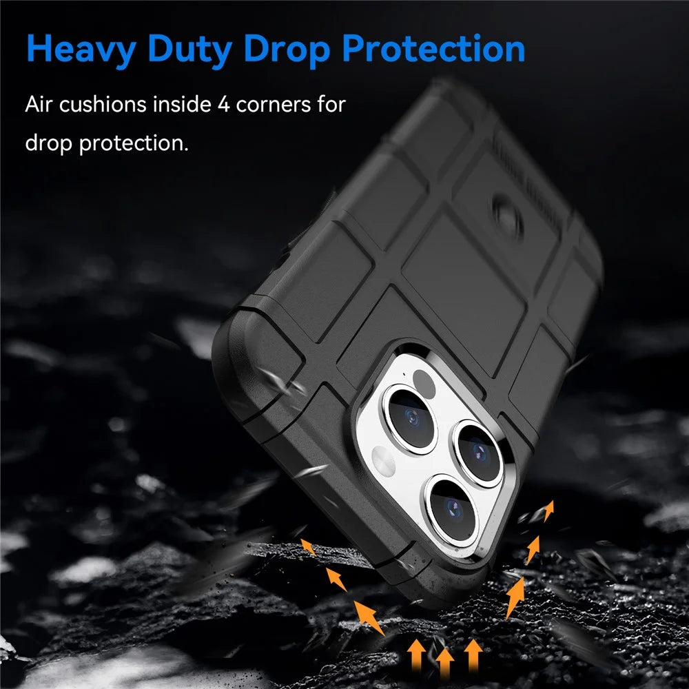 For iPhone 15 Pro Square Grid Texture TPU Phone Case Shockproof Back Cover - Black - 3
