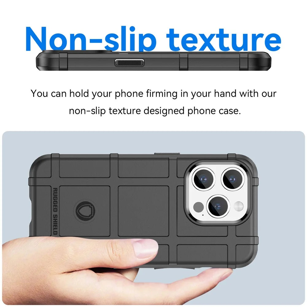 For iPhone 15 Pro Square Grid Texture TPU Phone Case Shockproof Back Cover - Black - 4