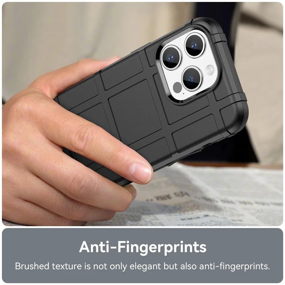 For iPhone 15 Pro Square Grid Texture TPU Phone Case Shockproof Back Cover - Black - 5