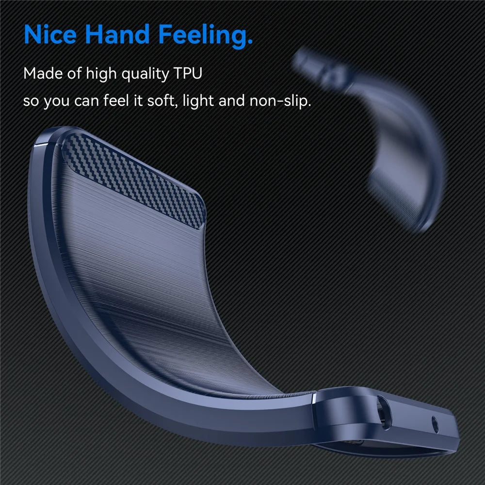 Carbon Fiber Texture Brushed TPU Case for iPhone 15 Plus , Scratch-resistant Phone Cover - Blue - 4