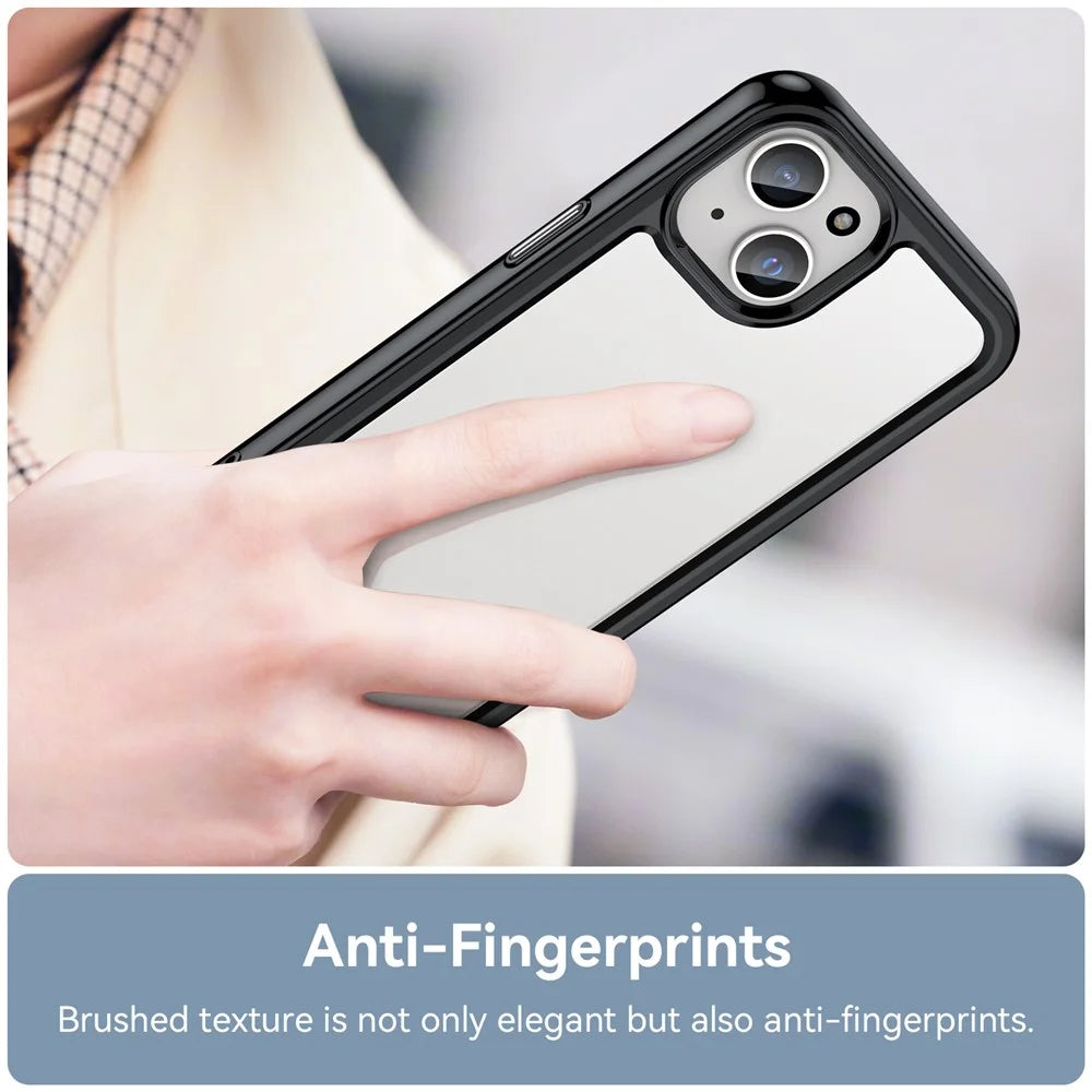For iPhone 15 Drop Proof TPU+Acrylic Mobile Phone Back Cover Clear Protective Case - Black - 4