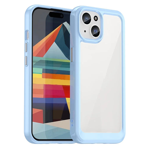 For iPhone 15 Plus TPU+Acrylic Anti-fall Mobile Phone Back Cover Clear Protective Case - Blue - 1