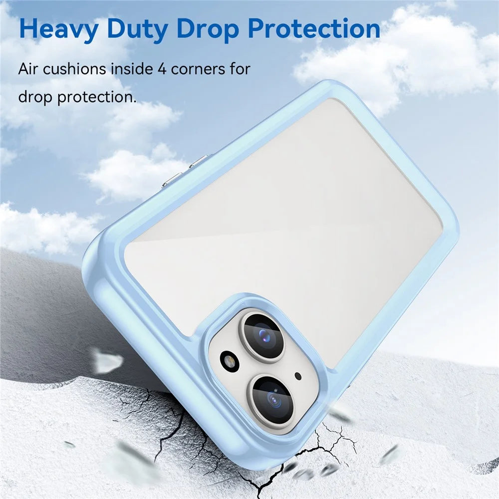 For iPhone 15 Plus TPU+Acrylic Anti-fall Mobile Phone Back Cover Clear Protective Case - Blue - 2