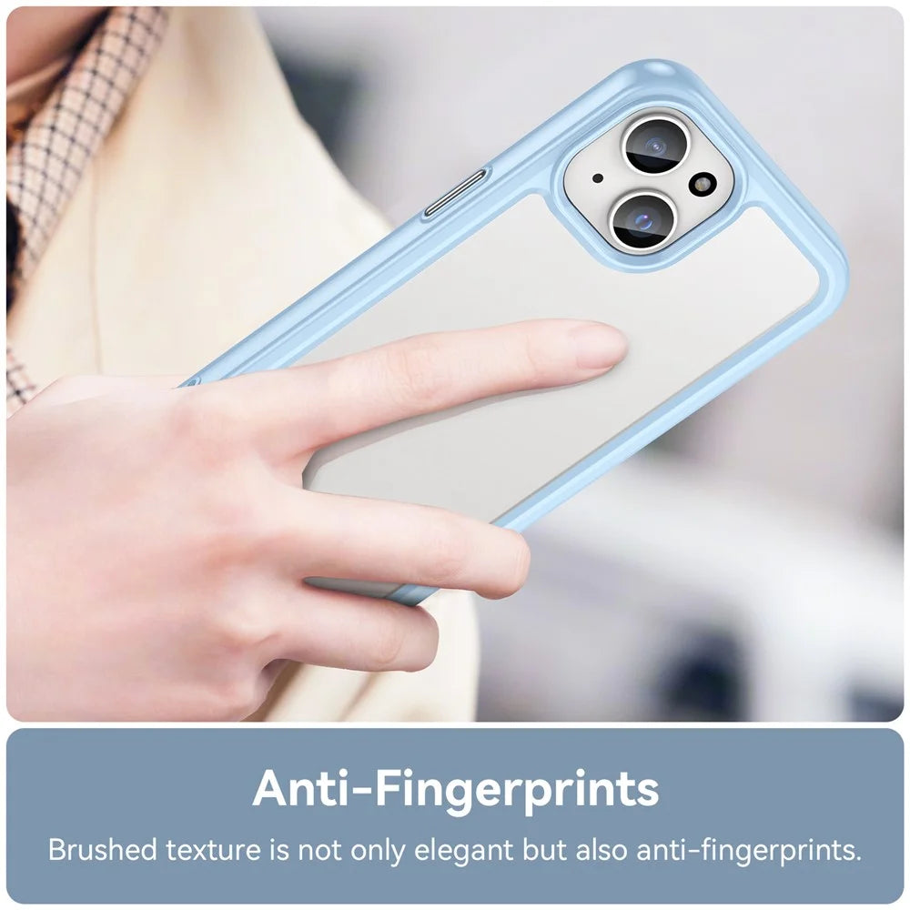 For iPhone 15 Plus TPU+Acrylic Anti-fall Mobile Phone Back Cover Clear Protective Case - Blue - 4