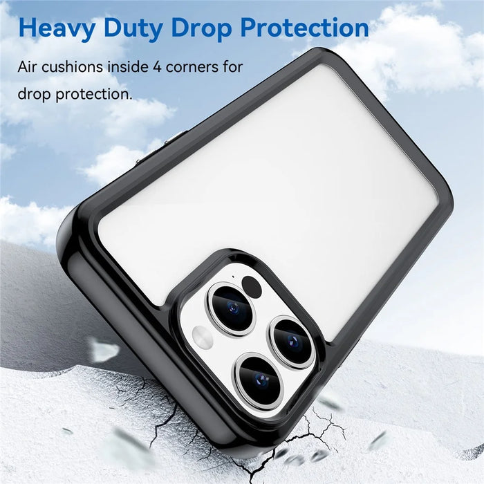 For iPhone 15 Pro Max Back Cover TPU+Acrylic Mobile Phone Clear Protective Case - Black - 2