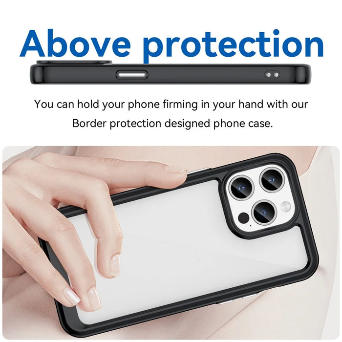 For iPhone 15 Pro Max Back Cover TPU+Acrylic Mobile Phone Clear Protective Case - Black - 3