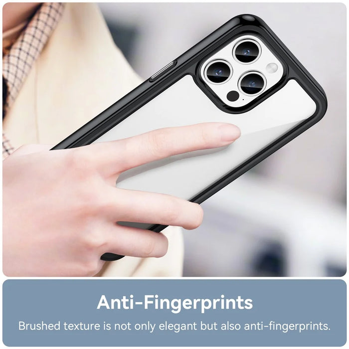 For iPhone 15 Pro Max Back Cover TPU+Acrylic Mobile Phone Clear Protective Case - Black - 4