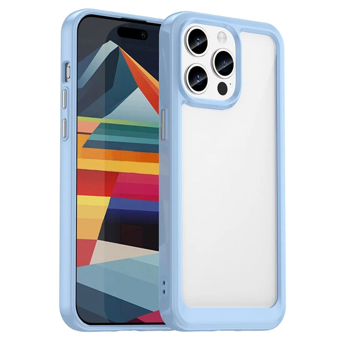 For iPhone 15 Pro TPU+Acrylic Shockproof Mobile Phone Back Cover Clear Protective Case - Blue - 1