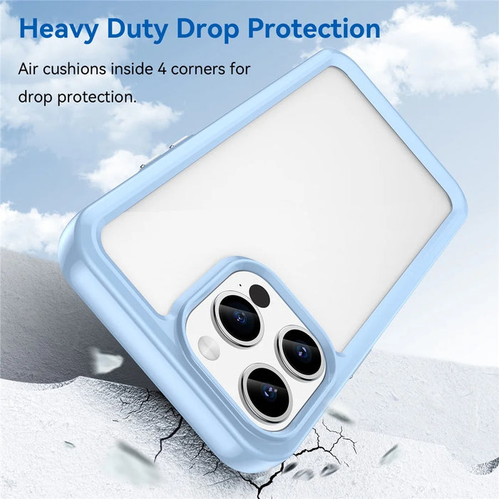 For iPhone 15 Pro TPU+Acrylic Shockproof Mobile Phone Back Cover Clear Protective Case - Blue - 2
