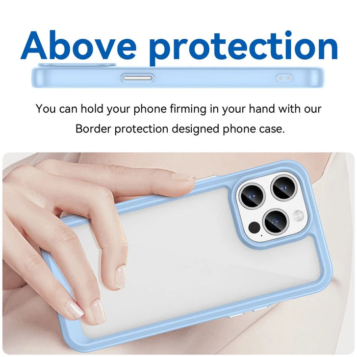For iPhone 15 Pro TPU+Acrylic Shockproof Mobile Phone Back Cover Clear Protective Case - Blue - 3